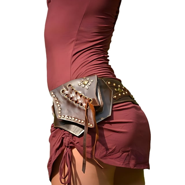 Riñonera Steampunk Qarigey de Cuero Tostado