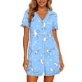 thumbnail image 5 of ZHYou Short Sleeve Nightgowns for Women Plus Size Button Down Sleepwear Sleep Shirts Soft Comfy Cute Printed Pajama Dresses Multicolor M, 5 of 7