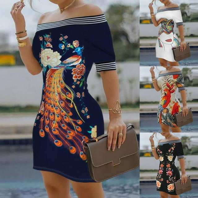 Short Dress Off Shoulder Skin-friendly Polyester Vintage Bodycon Midi Party Cocktail Dress for Prom