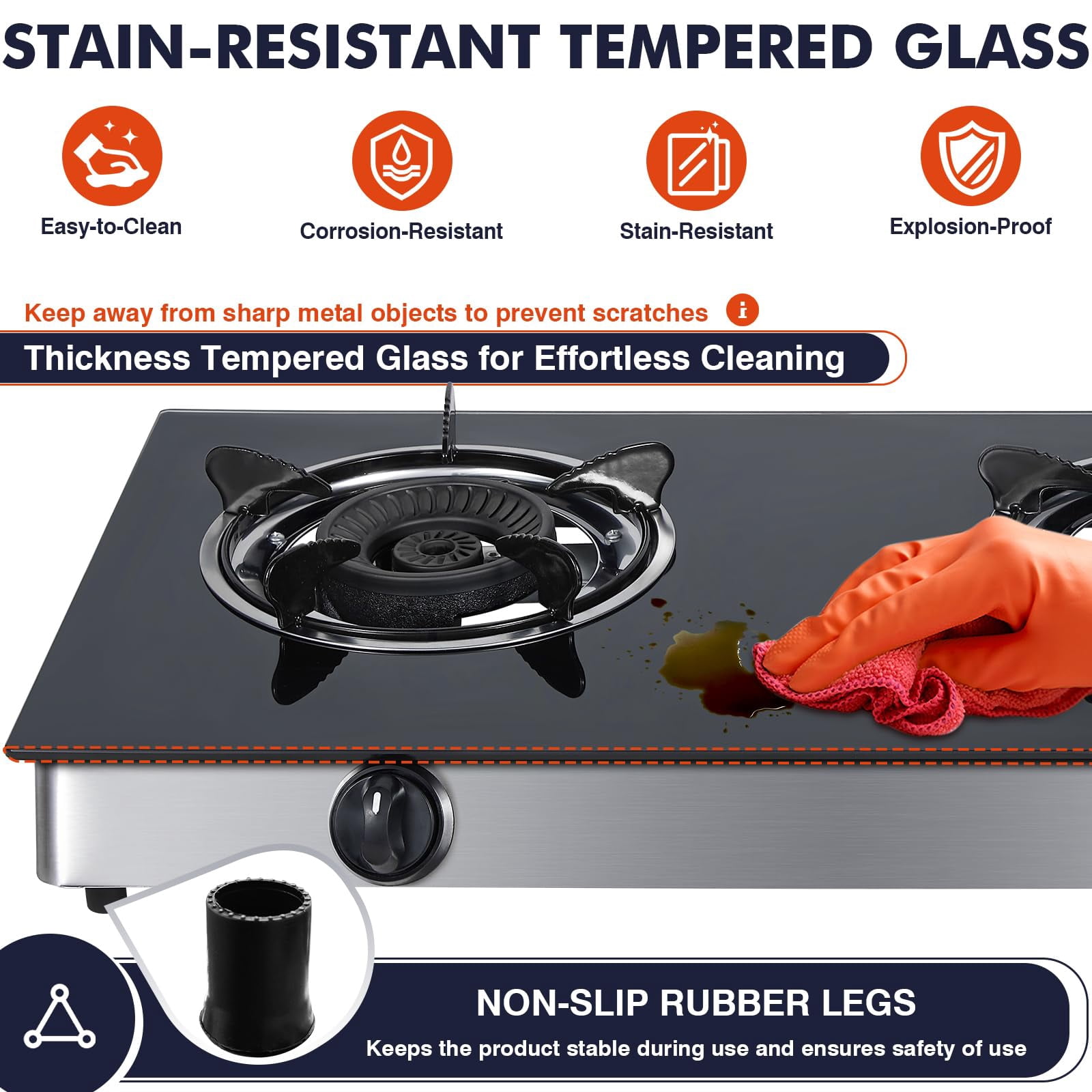 Frizi 2 Burner Propane Gas Cooktop, Portable  Double Burner Camping Stove with Auto Ignition, 19,000 BTU, CSA Certified Regulator & Hose,
