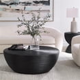 thumbnail image 2 of Maklaine 43.75" Round Top Transitional Rattan Coffee Table in Black, 2 of 3