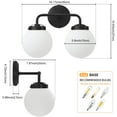 thumbnail image 6 of Deyidn 2-Light Modern Vanity Light, Black Bathroom Light Fixture with Milk White Glass Globes, 45 Inch Bathroom Wall Sconce for Mirror, 6 of 6