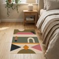 thumbnail image 3 of ODIKA 2'x3' Washable Accent Rug Olive Pink Geometric Abstract Design Contemporary Art Inspired Visual for Bedroom, Nursery, RV, Pet Friendly, Bedside Mat, 3 of 7