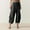 Black, variant on Kmdttou Women Solid Color Drawstring Linen Casual Loose Casual Wide Leg Straight Leg Cropped Pants With Pockets Cropped Pants