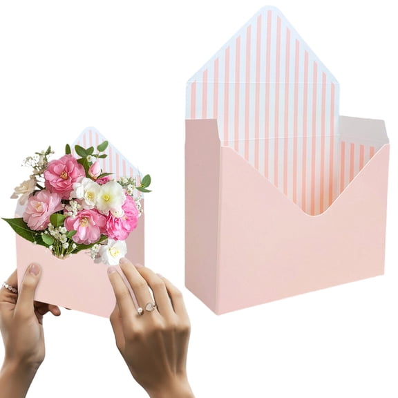 Valentine Envelope Boxes - Pink Envelope Box Flower Bouquet Package Gift Folding Paper Boxes Valentine Envelope Gift Box for Valentine's Day, Wedding and Birthday Party Gifts(A)
