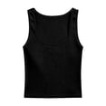 thumbnail image 4 of Gkeoshab Women's Tops, Tees & Blouses Ribbed Texture Cropped Tank Top Solid Color Sleeveless Cami for Everyday Wear Black M, 4 of 4