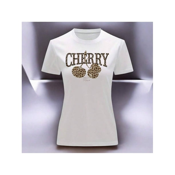 Playera Blusa Cherry Cerezas Animal Print Color Blanco Talla