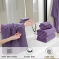 thumbnail image 6 of Beartech 8 Piece Microfiber Bath Towel Set Extra Large Soft Plush Less Lint Bathroom Highly Absorbent Quick Dry Towels-Dark Purple, 6 of 6