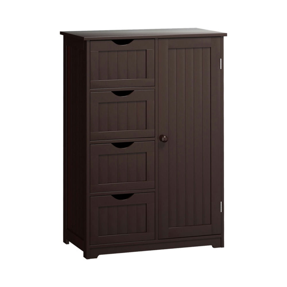Finihen Storage Cabinet, Floor Cabinet, Standing Indoor Wooden Cabinet with 4 Drawers, for Bathroom, Living Room, Bedroom, Kitchen, Brown