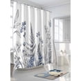 thumbnail image 3 of Fsddascl Blue Grey Floral Leaves Shower Curtain Set - 66" x 72" Washable Bathtub Curtain with 12 Hooks, Watercolor Flowers Waterproof Fabric Stall Shower Curtains for Bathroom/Bathtub Décor, 3 of 6