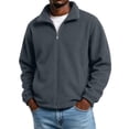 thumbnail image 2 of Dwellite Mens Sweatshirt Lightweight Full Zip Jackets Outdoor Coat Soft Stand Collar Coats with Pockets Dark Gray M, 2 of 7