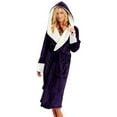 thumbnail image 4 of Rejlun Women Sherpa Robes Solid Color Fuzzy Plush Bathrobe Long Sleeve Sleepwear Plain Dressing Gown Warm Sleeping Fleece Robe Purple XL, 4 of 7