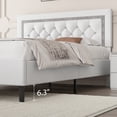 thumbnail image 3 of 4 EVER WINNER Queen Bed Frame, Upholstered Platform Bed with Headboard, White Queen Bed Frame, Diamond Design, White, 3 of 6