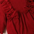 thumbnail image 6 of Gyratedream Toddler Girl Bodysuits Jumpsuit Long Sleeve Infant Baby Ruffle Romper Outfits with Bow Tie Headscarf 2Pcs, 6 of 11