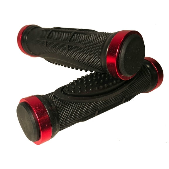 Lock on Red Bike Grips MTB BMX Mountain Bike Waffle Handlebar Grips w End Caps