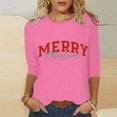 thumbnail image 2 of Pisexur Joyeux Noël T-Shirts pour Femmes Col Rond Manches 3/4 Mode Vacances Tee Tops Mode Ample Automne, 2 of 3