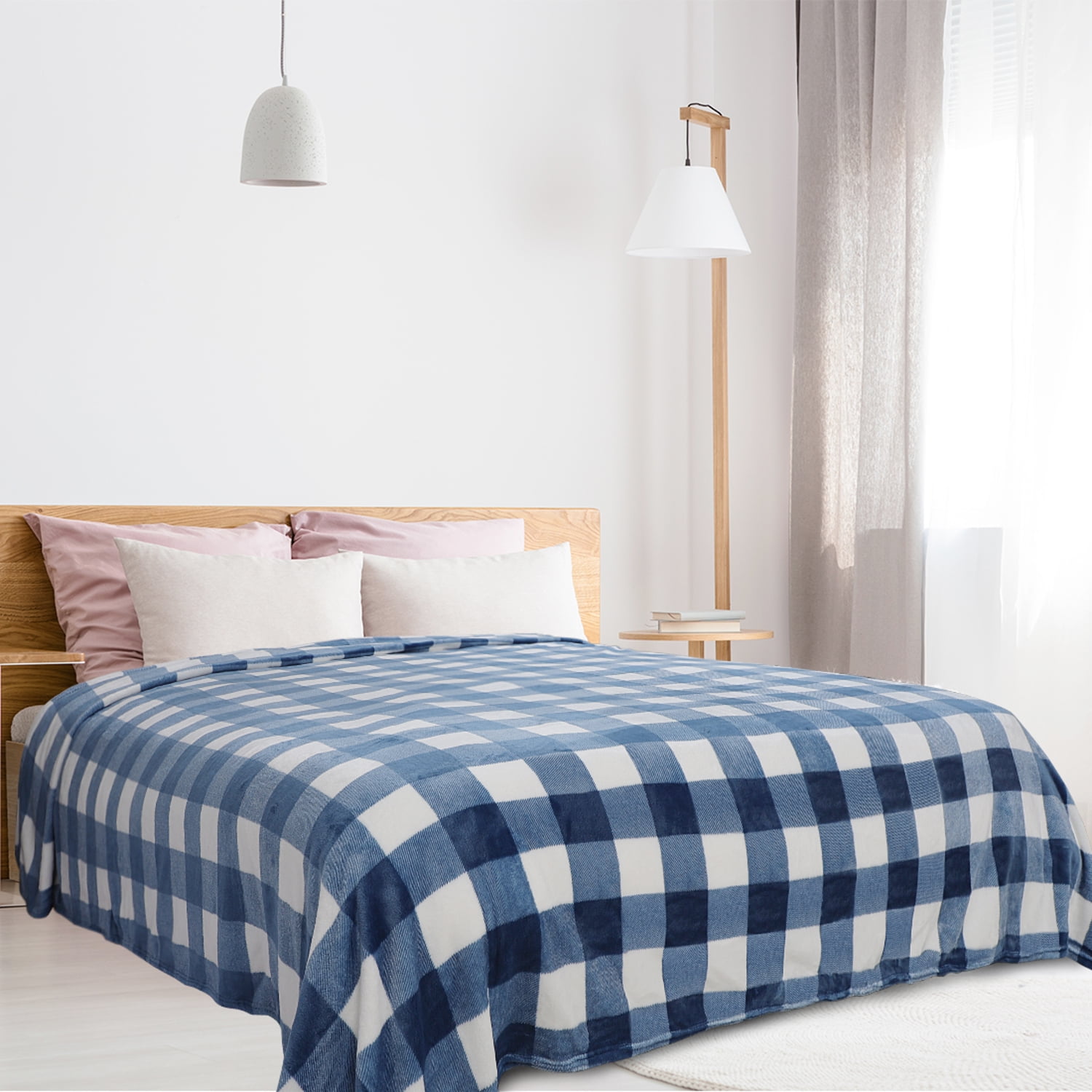 Buffalo Plaid Flannel Fleece Blanket King Size Soft Fuzzy Lightweight