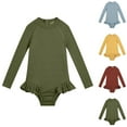 thumbnail image 3 of Odeerbi 12M-5Y Toddler Girls Long Sleeve Rash Guard Swimsuits Summer Beach One Piece Athletic Training Swimsuit Hawaiian Surfing Swimwear Solid Color Zipper Bathing Suit, 3 of 3