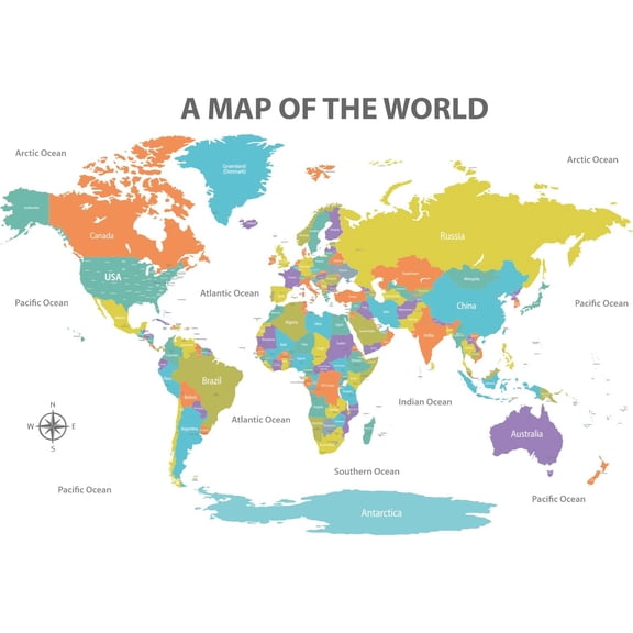 DL3-2302 Colourful World Wall Stickers Decals Poster Art Board Tapestry décor History Large for Kids Travel Bathroom Enjoy Wallpaper Vintage