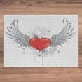 thumbnail image 3 of Ambesonne Wings Print Jigsaw Puzzle, Classic Doodle Heart, Heirloom-Quality Fun Activity for Family Durable Cardboard, 1000 pcs, Pale Grey Vermilion, 3 of 5