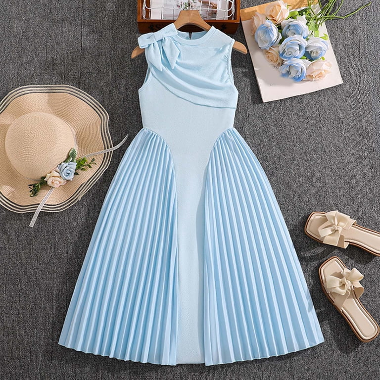 casual jersey dresses Karoyedx Dresses for Girls Toddler Girls Cotton Summer Short Sleeve Dress Cartoon Print Casual Jersey Dresses Sky Blue Size,11-12 Years, Toddler