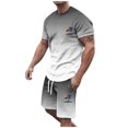 thumbnail image 1 of toraway Mens Suits 2 Piece Set Loose Fit Autumn Men's Summer Tracksuit Plus Size Short Sleeve O Neck Athletic Suit Casual Color Block Drawstring Waist Tracksuit Set XXL, 1 of 4