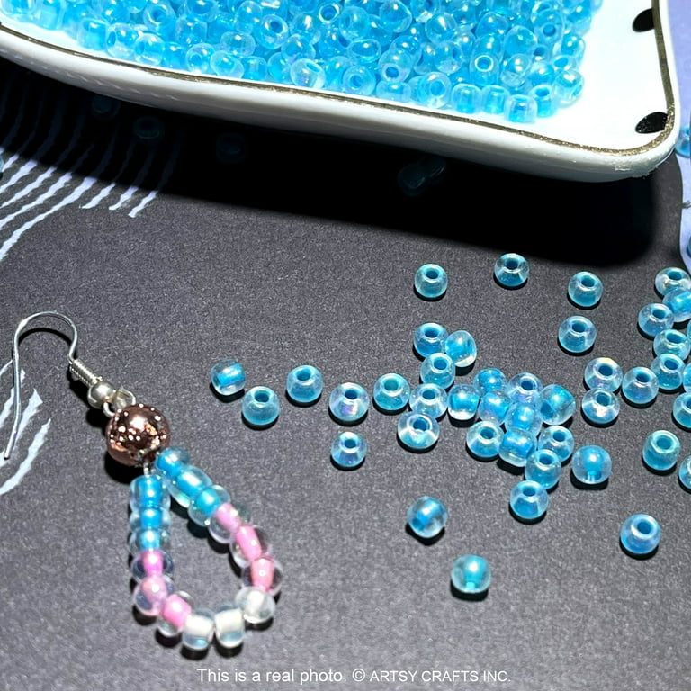 Artsy Crafts Glow in The Dark Blue Glass Seed Beads, mm, 1500