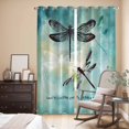 thumbnail image 3 of Turquoise Dragonfly Kitchen Curtains 84 Inch Length, Country Gradient Black Animals Grommet Top Bedroom Living Room Curtains, Light Filtering Cafe Curtain Drapes 2 Panels Set 84''x84'', 3 of 9