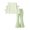 Green, variant on CYRBOKO Girls 2‑Piece Outfit Sets Size 10-12, Casual Fall Winter Elastic Waist Bow Long Sleeve Tops and Flare Pants Blue