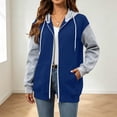thumbnail image 6 of Perfectbot Women's Color Block Zip Up Hooded Jacket, Front Kangaroo Pockets Hooded Sweatshirt Coat, 6 of 7