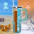 thumbnail image 3 of Grey Canis 40 oz Tumbler Leopard Print Stainless Steel Handle Insulated Cup with Straw, 3 of 6