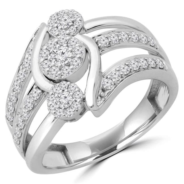 Majesty Diamonds MDR190085-3.5 Bague Cocktail Vintage en Diamant Rond 0.5 CTW en Or Blanc 14K - Taille 3.5