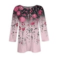 thumbnail image 5 of Boho Tops for Women Fashion Short Sleeve Round Neck Printed Outfits Womens Work Shirt,Pink,4XL, 5 of 5