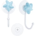 thumbnail image 1 of 1 gancho de pared de cerámica con diseño de estrella de mar azul cielo claro, de porcelana, con gancho de hierro, adhesivo de plástico sin costuras, para llaves, sombreros, ropa, toallas de baño., 1 of 6
