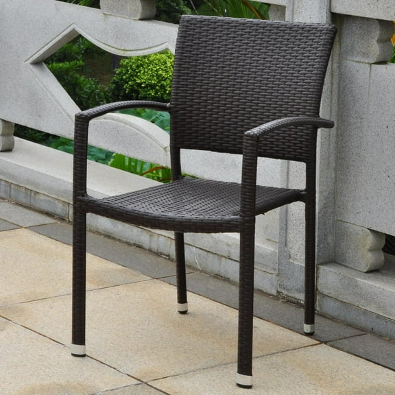 Country Cottage Dining Chair - Resin Wicker Square Back - Indoor Outdoor Set of 6