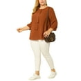 thumbnail image 5 of MODA NOVA Juniors' Plus Size Round Neck Ruffle Chiffon Blouse Top Caramel 3X, 5 of 6