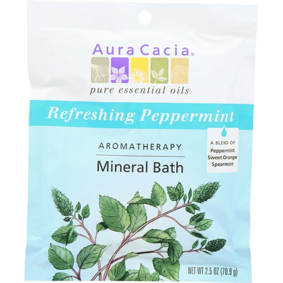 Aura Cacia Mineral Bath Refreshing Peppermint 2.5 oz Bath Salts