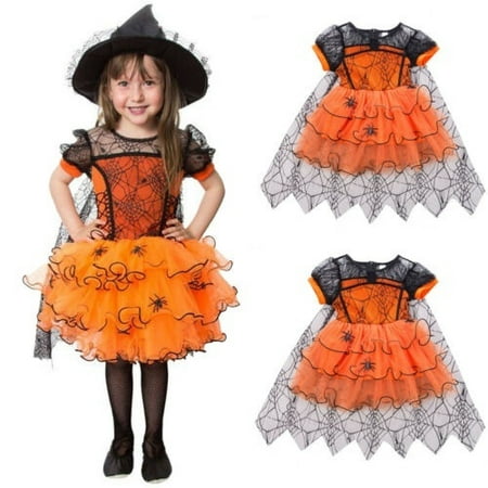 Toddler Baby Girls Halloween Costume Cute Spider Web Tulle Cloak Dress Flower Party Princess Dresses Clothes