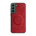 thumbnail image 2 of ELEHOLD PU Leather Case For Samsung Galaxy S22 Plus Slim Magnetic Shockproof Cover, [MagSafe Compatible], [Lens&Screen Protection], Drop protection Case - Winered, 2 of 11
