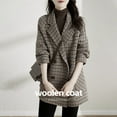 thumbnail image 6 of BAETEUY Women Lapel Jacket Houndstooth Tweed Blazer Coat Vintage Long, 6 of 7
