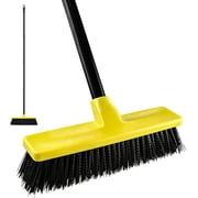 HYKE Push Broom Outdoor Indoor Broom 12" Wide,50" Long Handle with Stiff Bristles for Cleaning Scrubbing Deck Driveway Yard Patio Wood Stone Tile Floor