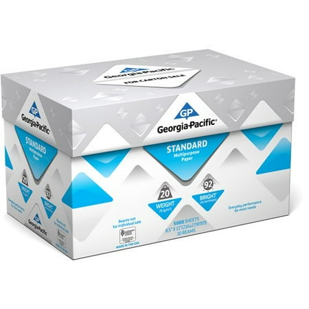 Georgia-Pacific Standard Multipurpose Paper, 8.5 x 11, 20 lb., 92 Brightness, 10 Ream Case, 5,000 Sheets
