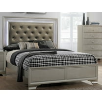 Modern Champagne Faux Finish 1pc King Size Bed Wooden Bedroom Furniture