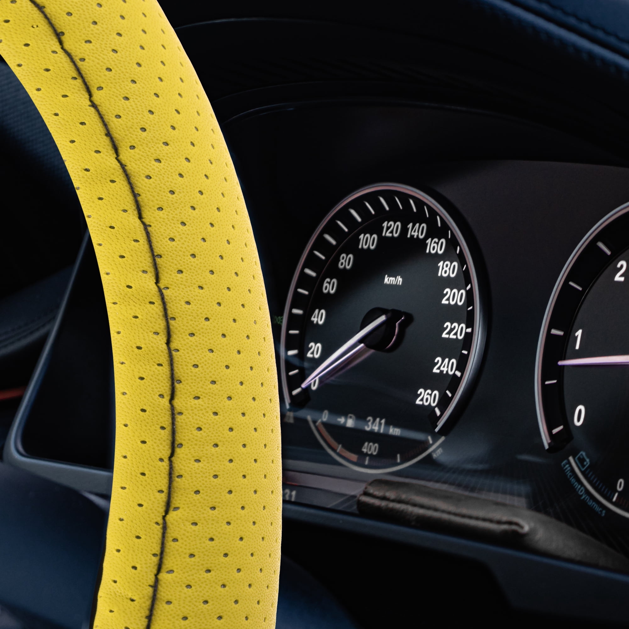Motoforti Steering Wheel Cover for Car Truck Universal Car Accessories Faux Leather Black Yellow