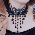 thumbnail image 2 of Collar de encaje gótico, cadena de clavícula, gargantilla femenina, collar sencillo, accesorios punk negros, collar, banda para el cuello, 2 of 6