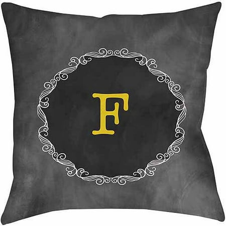 Thumbprintz Chalkboard Scroll Monogram Yellow Decorative Pillows