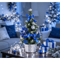 thumbnail image 3 of Mini Christmas Tree with Royal Blue Ornaments - 7.87" Artificial Tabletop Xmas Tree in Woven Basket, Small Holiday Decor for Desk & Window, 3 of 4