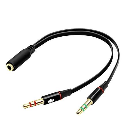 Headphone Splitter for Computer 3.5mm Female to 2 Dual 3.5mm Male Headphone Mic Audio Y Splitter Cable Smartphone Headset to PC Adapter