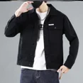 thumbnail image 4 of Chaqueta vaquera negra con botones para hombre, abrigo vaquero de otoño para hombre, ropa Rock on Board color caqui, invierno 2024, diseño estético, talla grande, 4 of 4