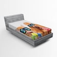 thumbnail image 1 of Ambesonne Animal Fitted Sheet, Cat Dog with Ice Cream, Twin XL Size, Multicolor, 1 of 2